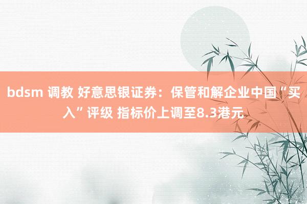 bdsm 调教 好意思银证券：保管和解企业中国“买入”评级 指标价上调至8.3港元