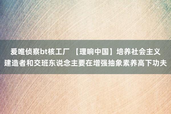 爰唯侦察bt核工厂 【理响中国】培养社会主义建造者和交班东说念主要在增强抽象素养高下功夫