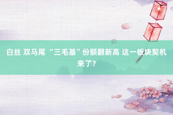 白丝 双马尾 “三毛基”份额翻新高 这一板块契机来了？