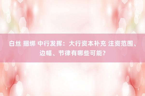 白丝 捆绑 中行发挥：大行资本补充 注资范围、边幅、节律有哪些可能？