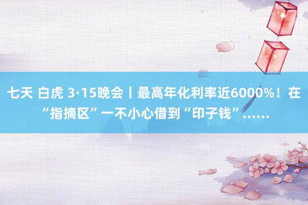七天 白虎 3·15晚会丨最高年化利率近6000%！在“指摘区”一不小心借到“印子钱”......