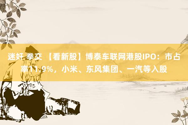 迷奸 拳交 【看新股】博泰车联网港股IPO：市占率11.9%，小米、东风集团、一汽等入股