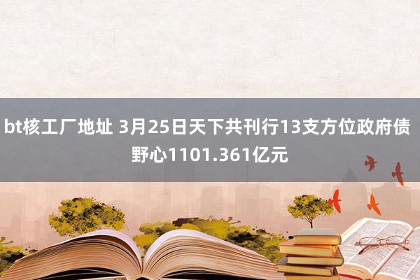 bt核工厂地址 3月25日天下共刊行13支方位政府债 野心1101.361亿元